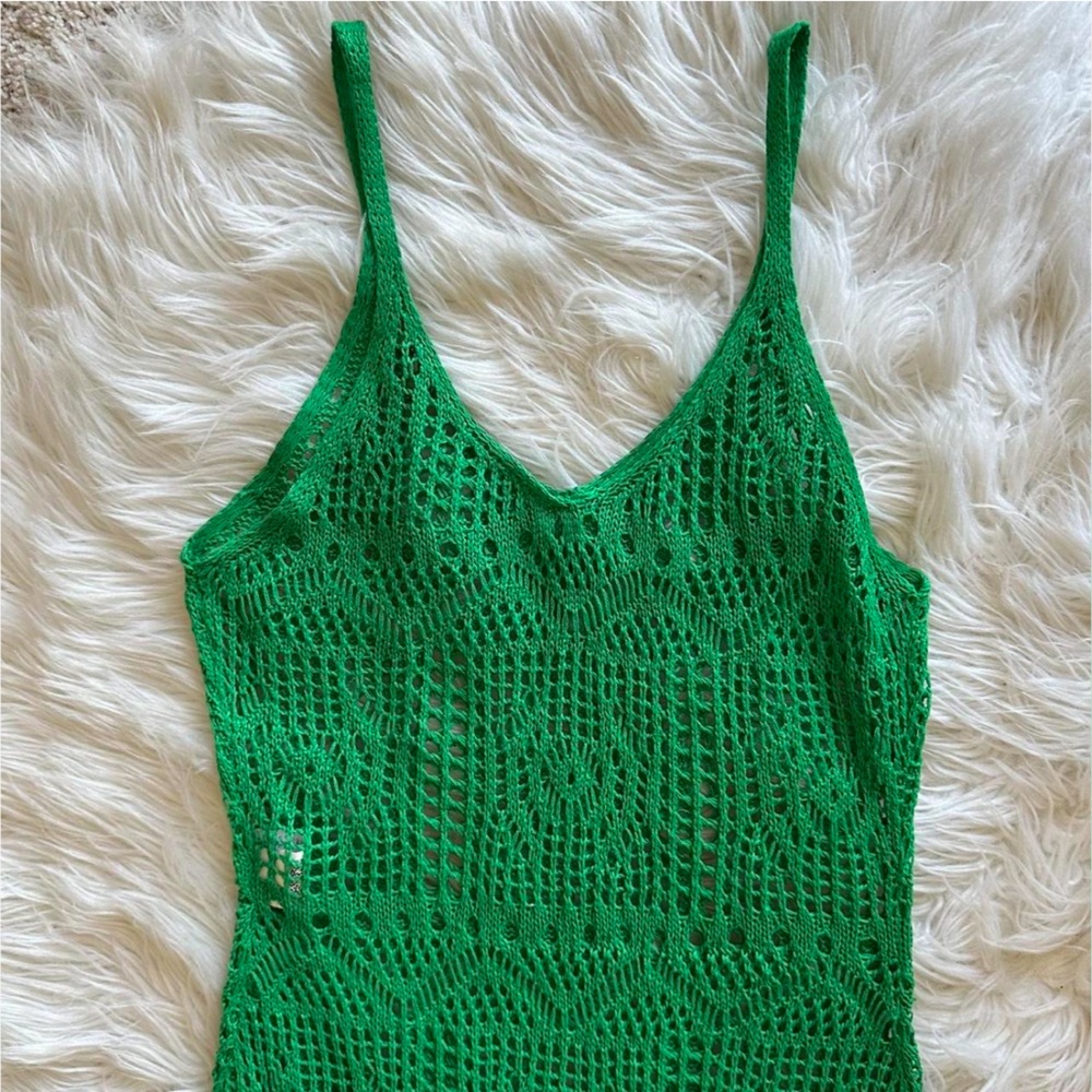 Green Crochet Swim Coverup